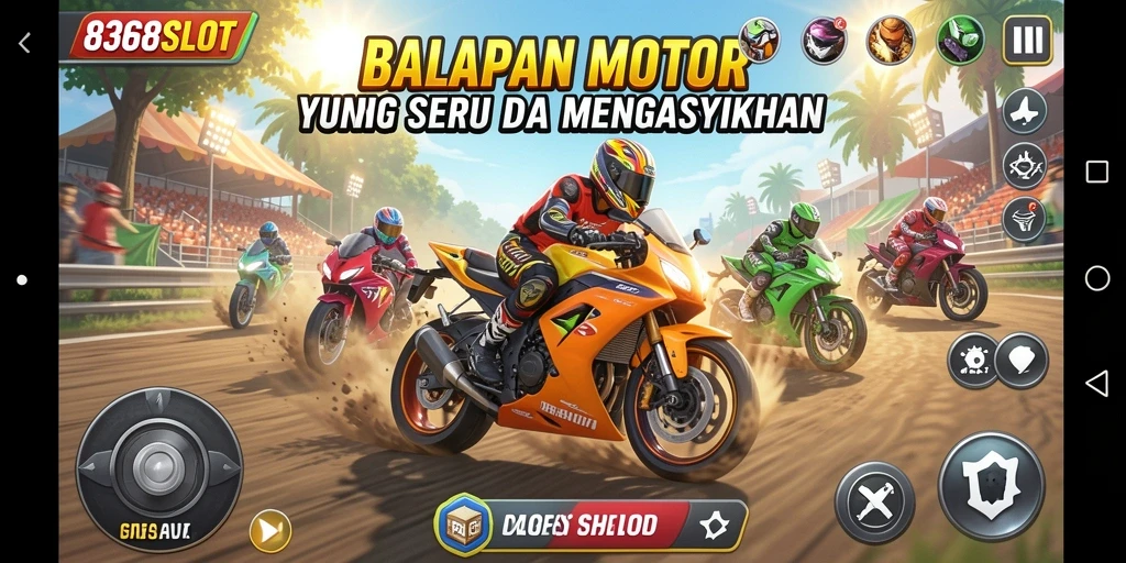 Tampilan gameplay nyata balapan motor yang eksklusif di 8368SLOT.