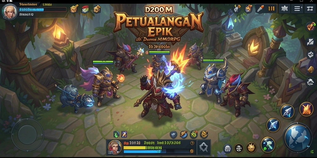 Screenshot D200M menampilkan aksi seru dalam pertempuran MMORPG.