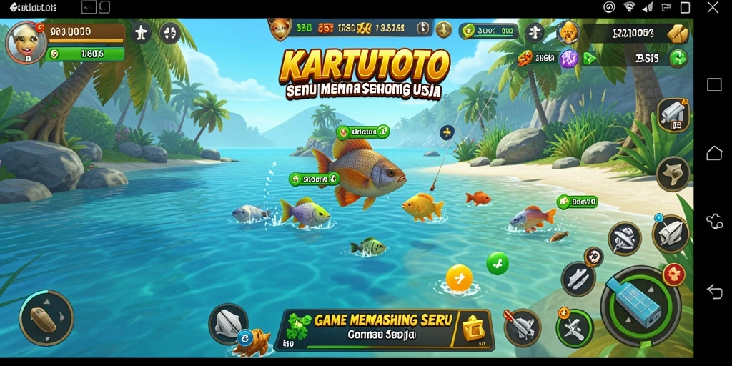 Gameplay seru KARTUTOTO dengan suasana memancing yang menawan.