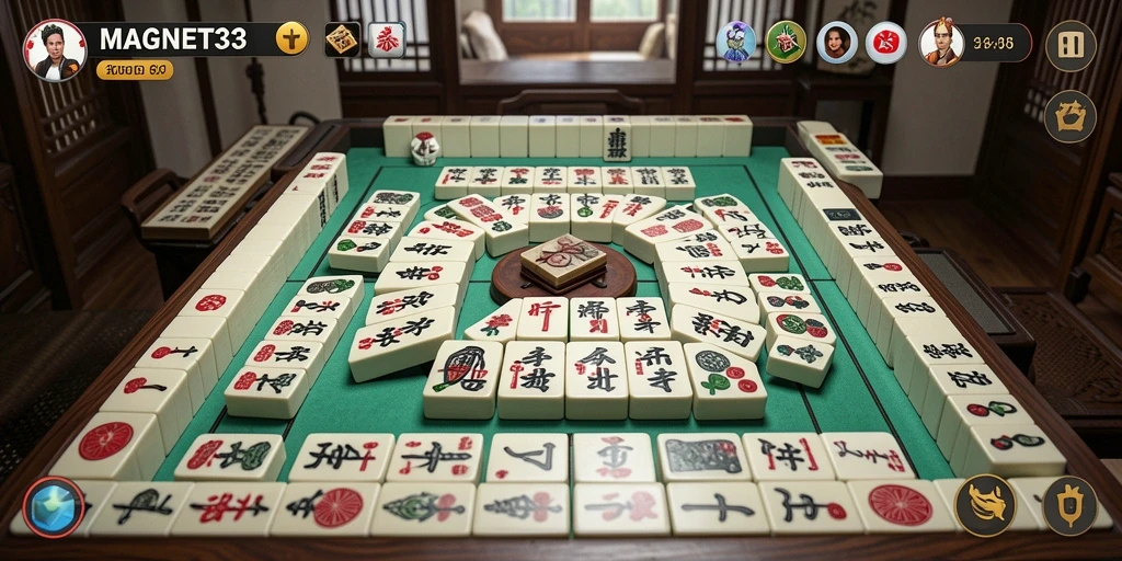 Tampilan gameplay MAGNET33 dengan desain Mahjong yang menarik.