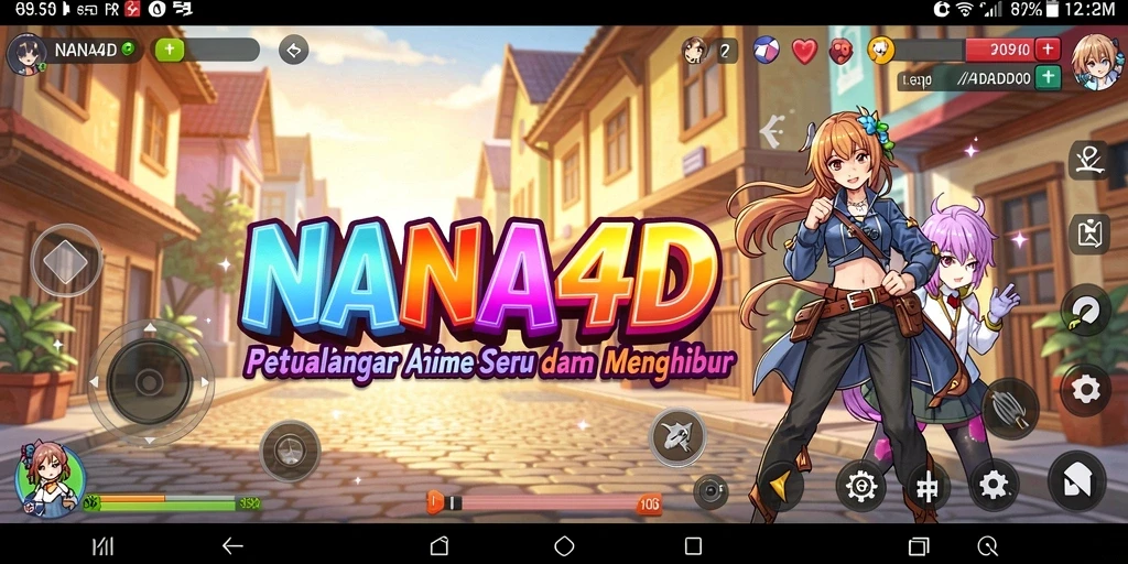 Tangkapan layar gameplay NANA4D menampilkan pertarungan anime yang dinamis.