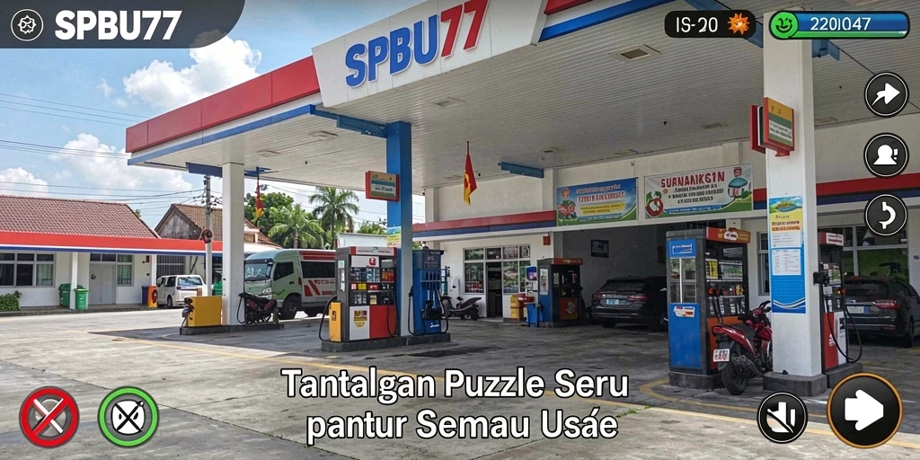 Tampilan gameplay SPBU77 dengan berbagai teka-teki menarik.
