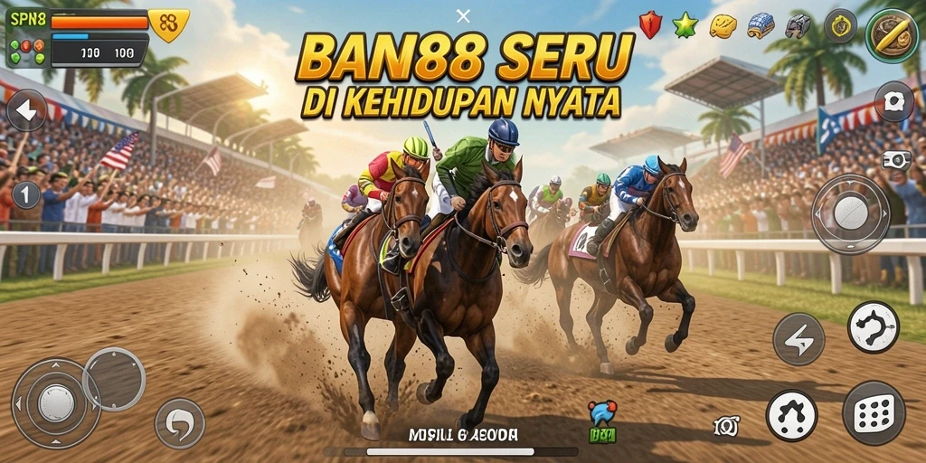 Screenshot utama SPN88 dengan tampilan balapan yang intens.
